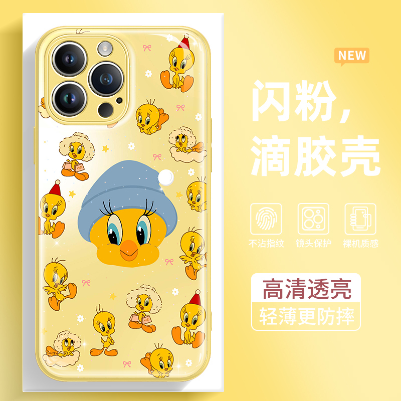 闪粉滴胶手机壳高级感高清透亮i