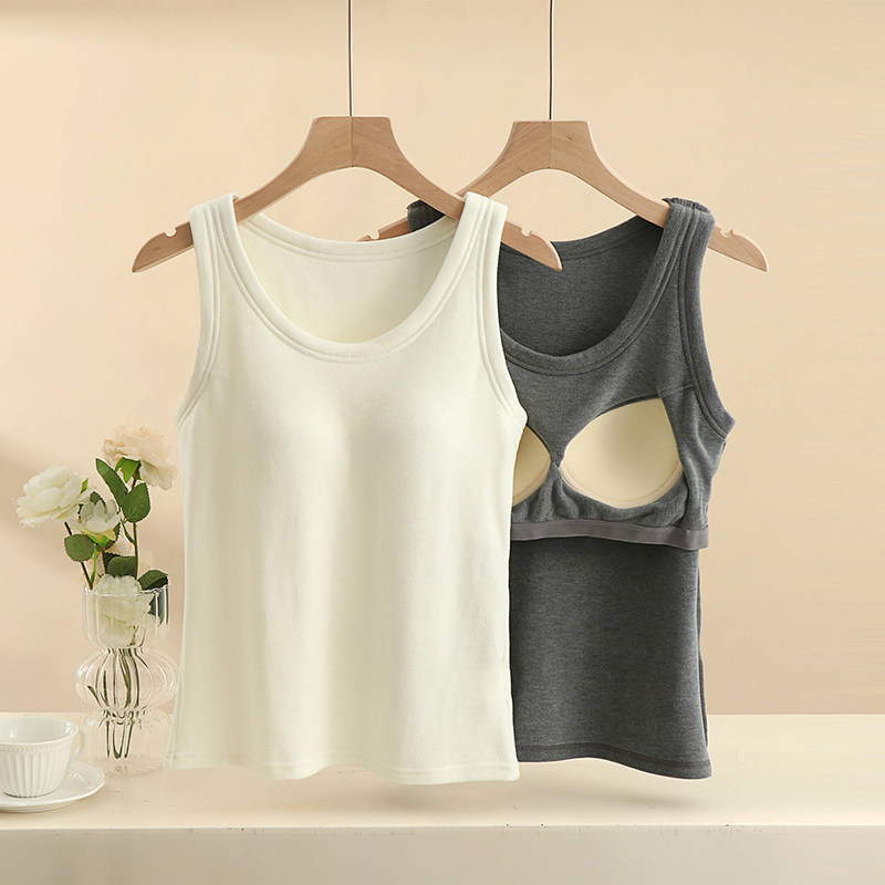 保暖背心女带胸垫一体内搭2024新款秋冬季磨绒免文胸无袖修身打底,女士内衣/男士内衣/家居服,保暖背心,淘宝优惠券,粉丝福利购,淘宝优惠卷