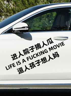 进人院子摘人瓜逗人孩子想人妈恶搞抖音同款个性文字反光创意车贴