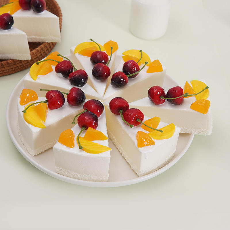 PU仿真三角切块樱桃水果