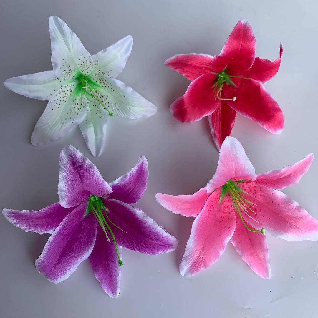 厂家直销仿真花假花娟布花大号百合花朵居家婚庆道具拍摄背景装饰