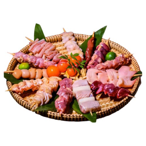 日式烧鸟串组合鸡肉隔膜腿肉鸡胗