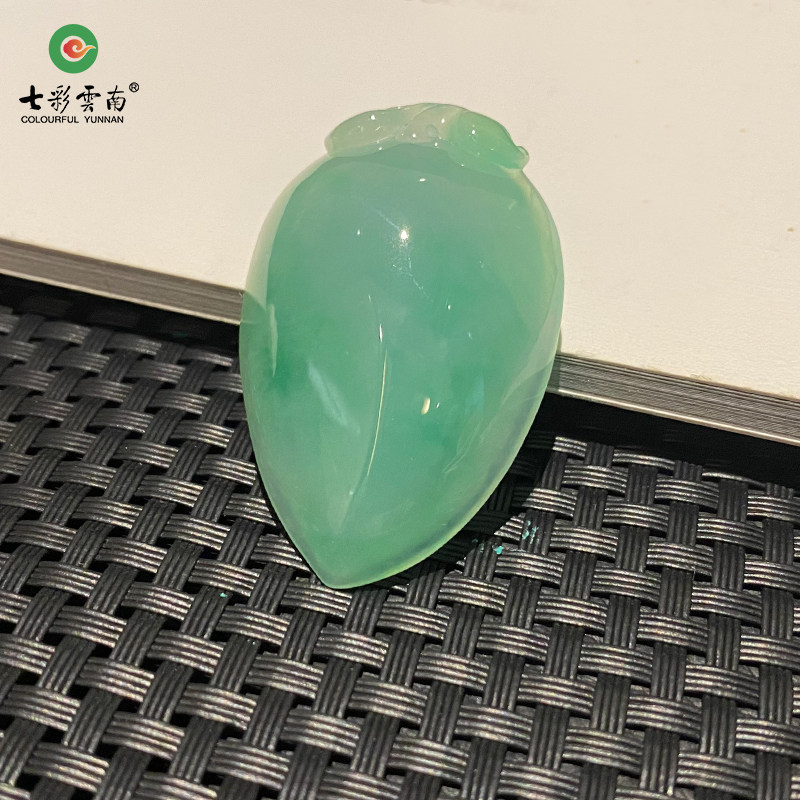 七彩云南缅甸A货天然翡翠冰种绿色翡翠桃子一物一证支持复检