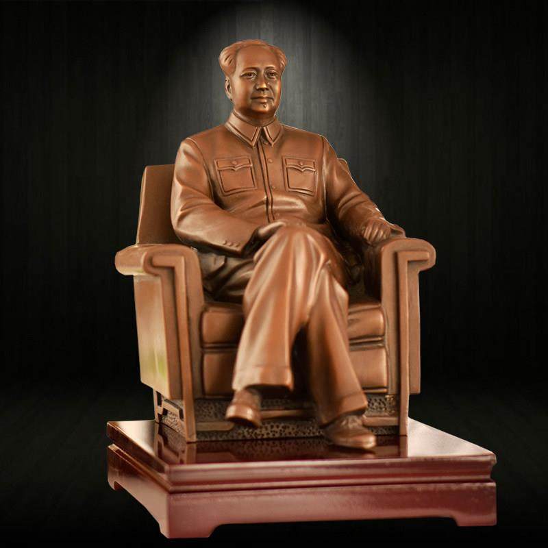 主席毛爷爷铜像伟人坐沙发雕塑像红铜古铜紫铜颜色客厅办公室摆件