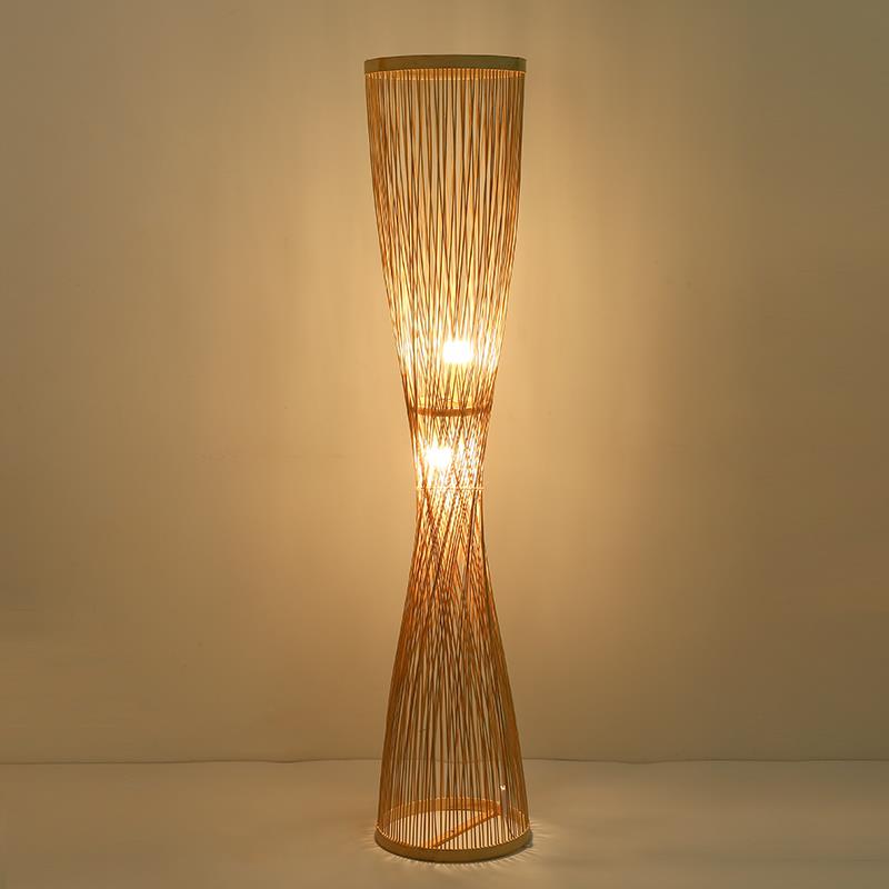 竹编落地灯 客厅创意个性沙发边卧室民宿书房中式LED立式灯台灯具