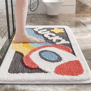 卡通浴室地垫毛绒吸水化妆室脚垫防滑入户卫浴进门口厕所卧室地毯
