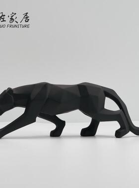 几何切面豹子树脂工艺品猎豹摆件北欧家装轻奢创意客厅家居饰品