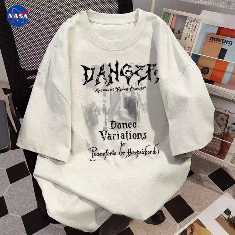 NASA重磅美式复古字母印花短袖T男女夏季新款宽松痞帅半袖上衣12