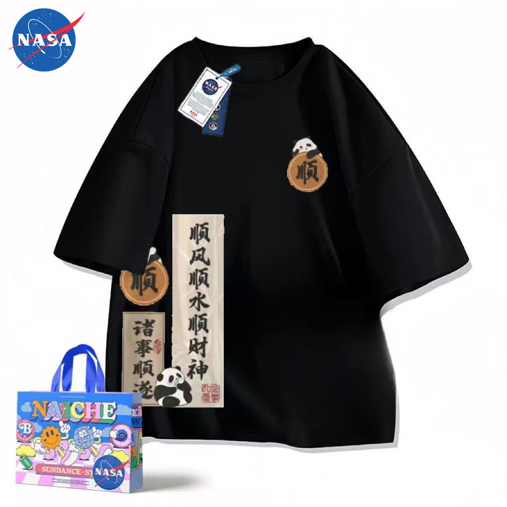 NASA美式国潮短袖t恤男夏季潮牌情侣装宽松青少年ins半袖上衣
