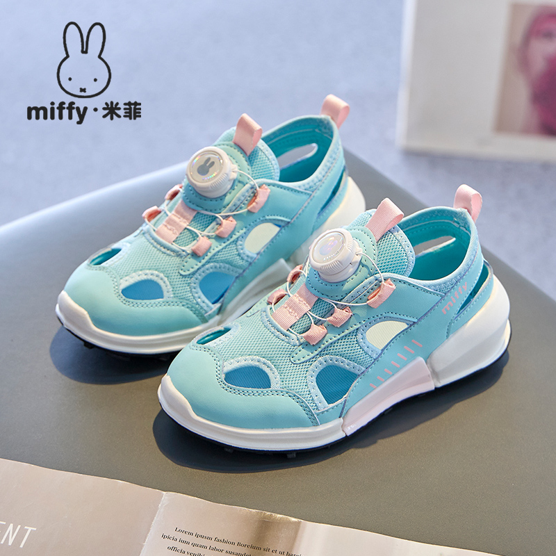 夏季包头休闲女童旋钮扣凉鞋