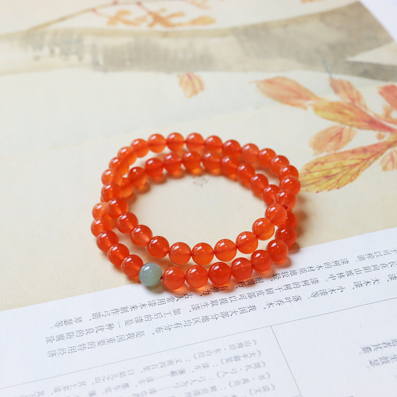 黄皮显白 高荧光珠宝感天然保山河湾冰红单圈手串链6mm轻奢女款