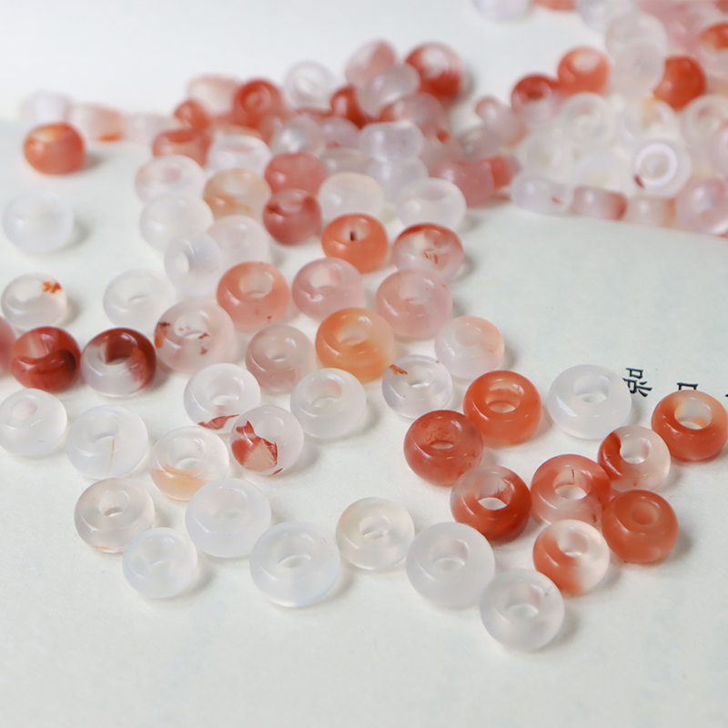 天然南红冰飘跑环隔片DIY散珠