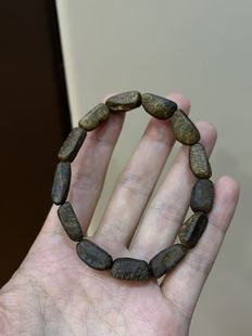 10mm天然奇楠沉香手链黑油佛珠单圈老料随型手串