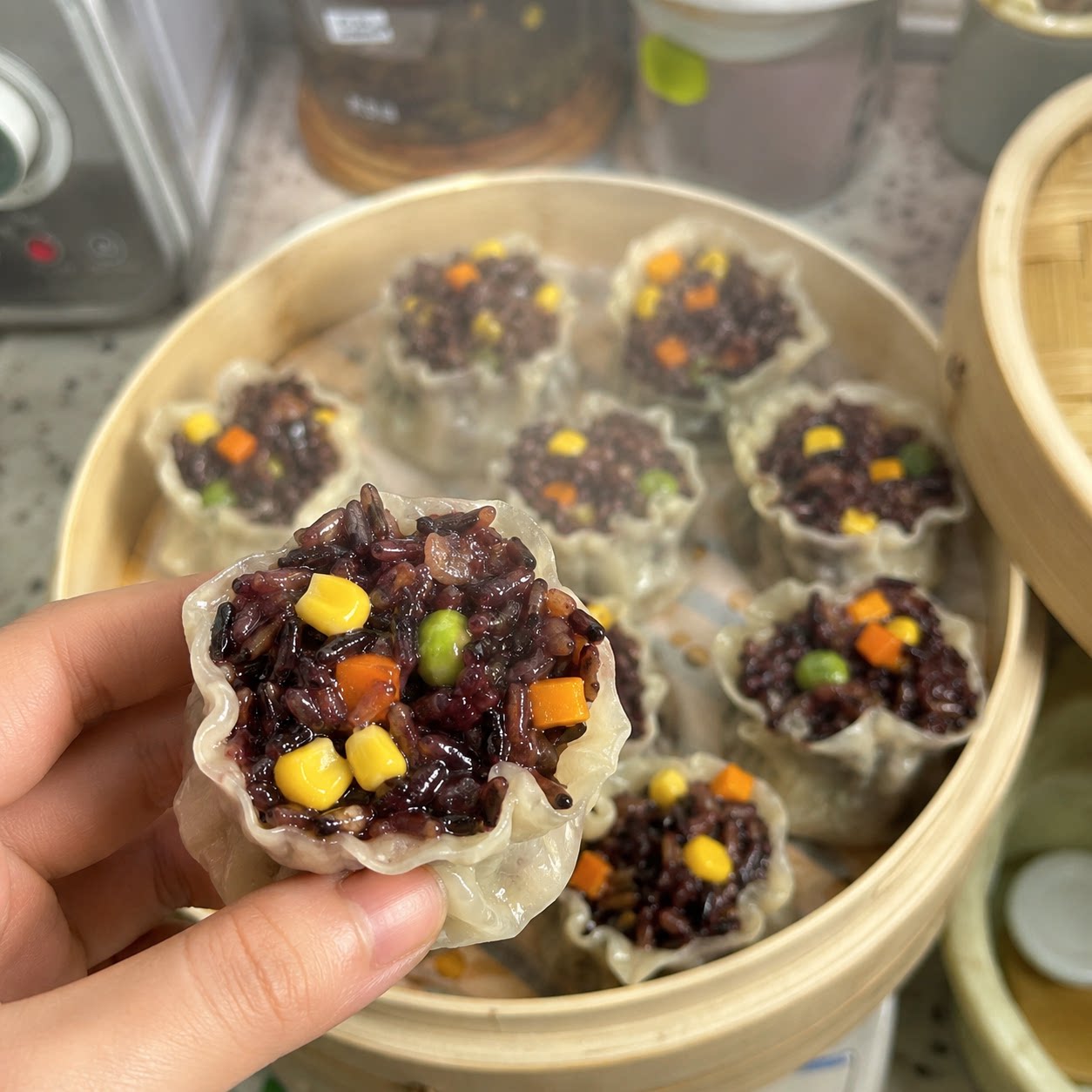 【商超同款】黑米烧麦居家休闲软糯面点无需解冻代餐饱腹解馋夜宵