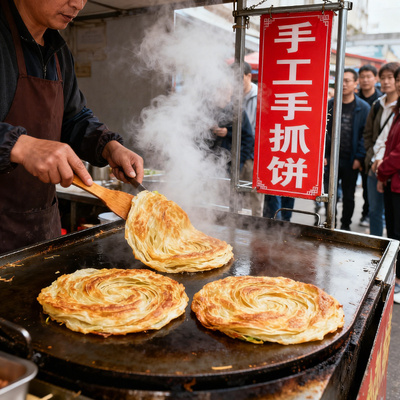 打工人速食加热即食手抓饼带酱