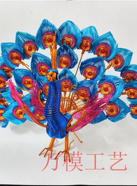 彩色工艺品孔雀模型装饰摆件手工DIY工艺品