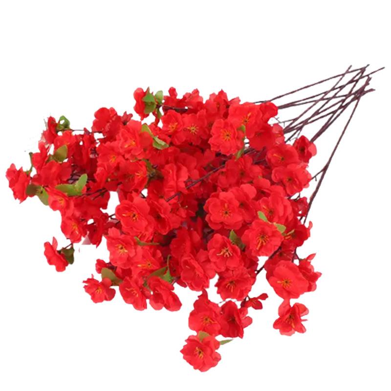 红色仿真桃花树造型假桃花树家居仿真绿植人造树仿真花