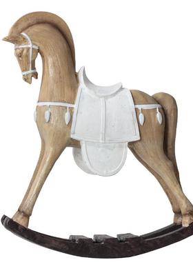 北欧仿木质纹理树脂工艺品马摆件客厅办公装饰品创意复古动物摆件