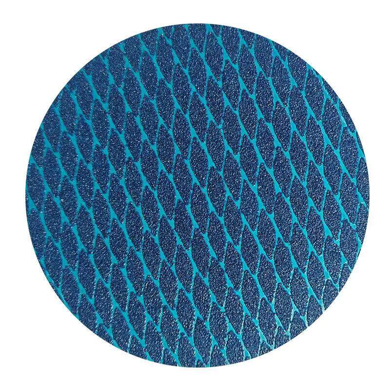 5寸125MM菱形防堵塞砂纸片木工金属打磨蓝色自粘式植绒布砂纸片