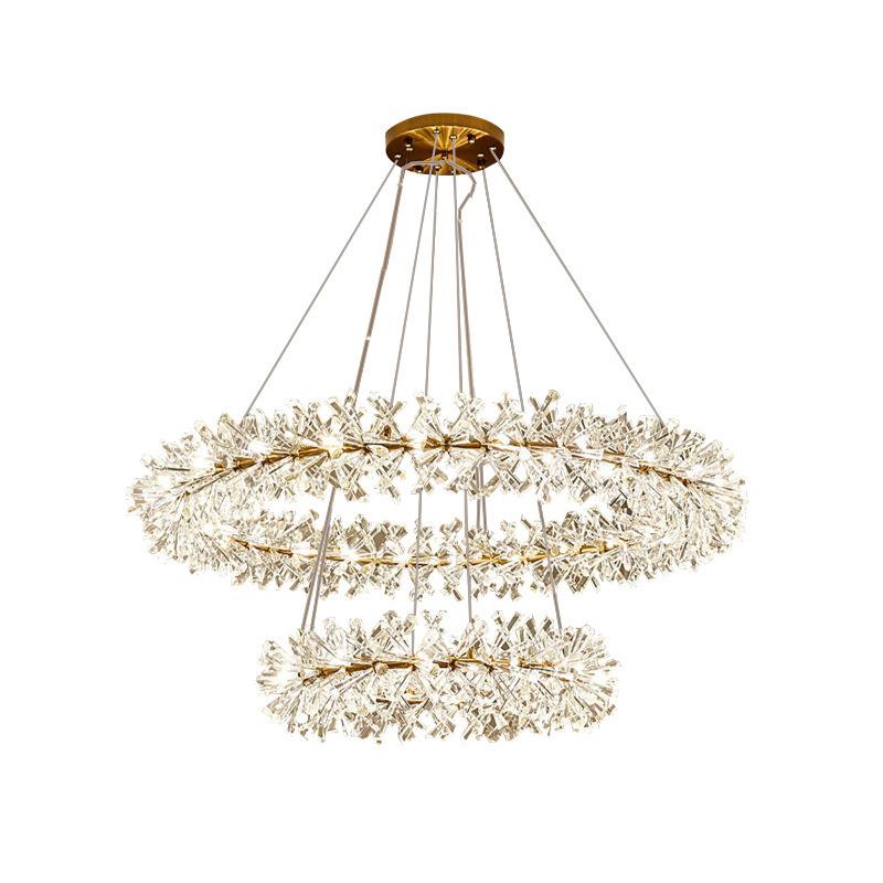 北欧房轻834奢个性花水晶灯现代简约环别墅展厅样吊板客厅餐厅卧