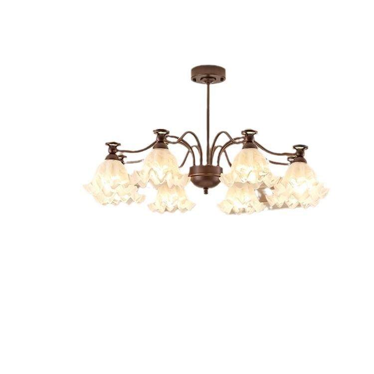 复古吊灯美式乡村玻璃花朵客厅灯简约大气温馨餐厅灯卧室中古灯具