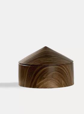 现代简约设计感木纹锥形几何摆件样板间售楼处客厅书房软装饰品