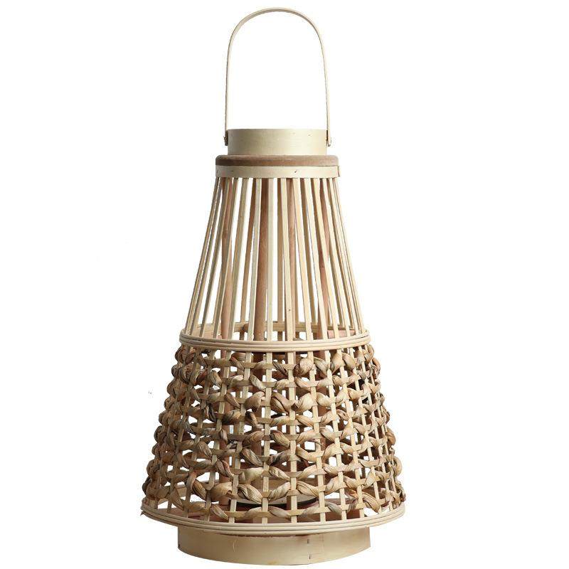 量大优惠落地木质风灯蒲草新中式蜡烛烛台高级感灯笼侘寂风样板间