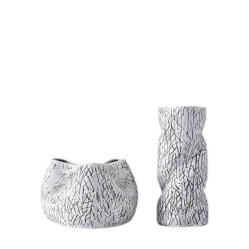 诧寂风雕刻陶艺花器现代中式民宿茶室桌面书柜玄关陶瓷插花摆件,家居饰品,花瓶,淘宝优惠券,粉丝福利购,淘宝优惠卷