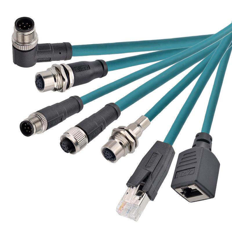正成M12连接器A编码8芯公母头转RJ45CAT5E超五类黑绿蓝线Ethernet