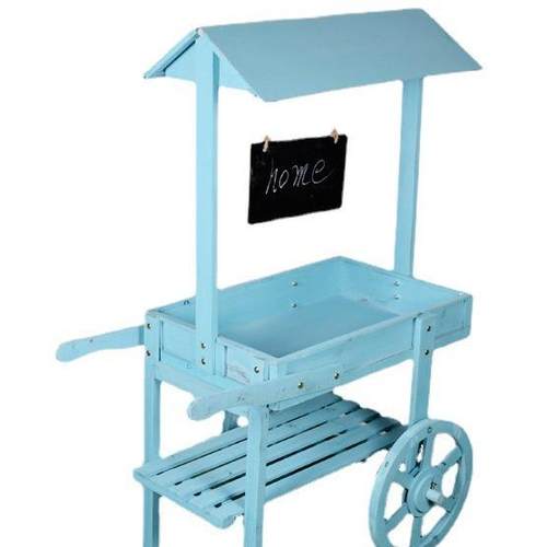 田园创意家居软装饰品木质手推车置物架阳台花架落地奶茶店铺摆设