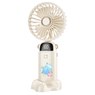星之卡比女小风扇便携式充电小型折叠随身电风扇挂脖手持静音办公室桌上桌面迷你usb学生手拿降温神器吹辅食