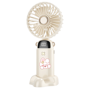 少女兔子潮小风扇便携式充电小型折叠随身电风扇挂脖手持静音办公室桌上桌面迷你usb学生手拿降温神器吹辅食
