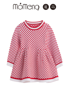 魔萌女童新年装格子毛衫长袖连衣裙MW230172QMS