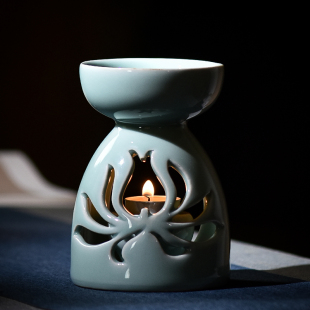 龙泉香薰灯精油炉蜡烛家用室内卧室创意熏香陶瓷镂空加湿摆件大号