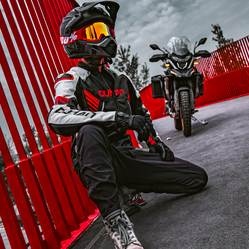 杜汉骑行皮衣CE护具可拆内胆