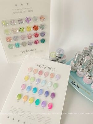 NEKOKO妮可可奶玻璃嘟嘟奶糖有色建构胶幻彩星光爆闪大亮片甲油胶