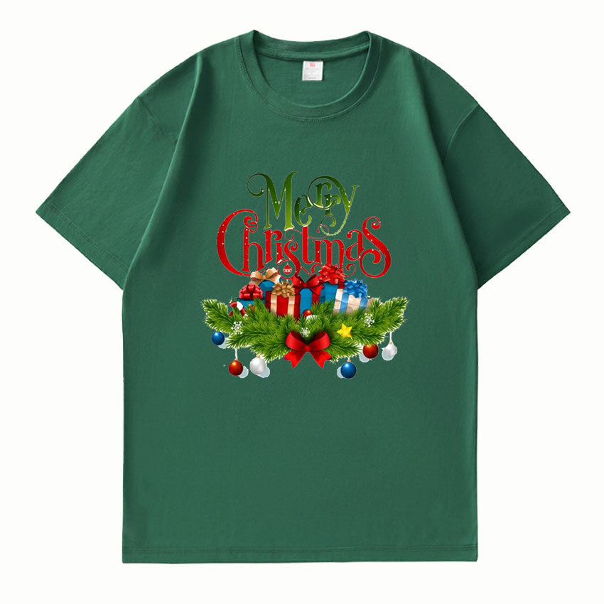 Merry Christmas Tshirt 圣诞节短袖休闲圆领纯棉男女T恤聚会