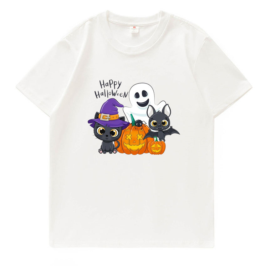 Happy Halloween 万圣节蝙蝠幽灵T恤短袖圆领纯棉上衣男女聚会