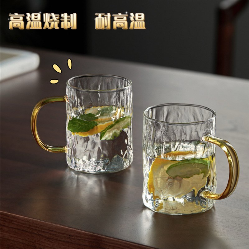 玻璃水杯耐高温食品级家用透明带把泡茶耐用2025新款果汁杯大容量