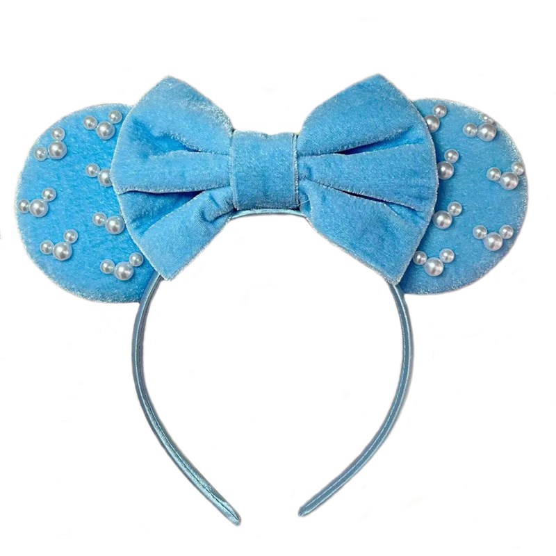 米奇女孩天鹅绒耳朵发带柔软蝴蝶结发带万圣节派对圣诞发饰