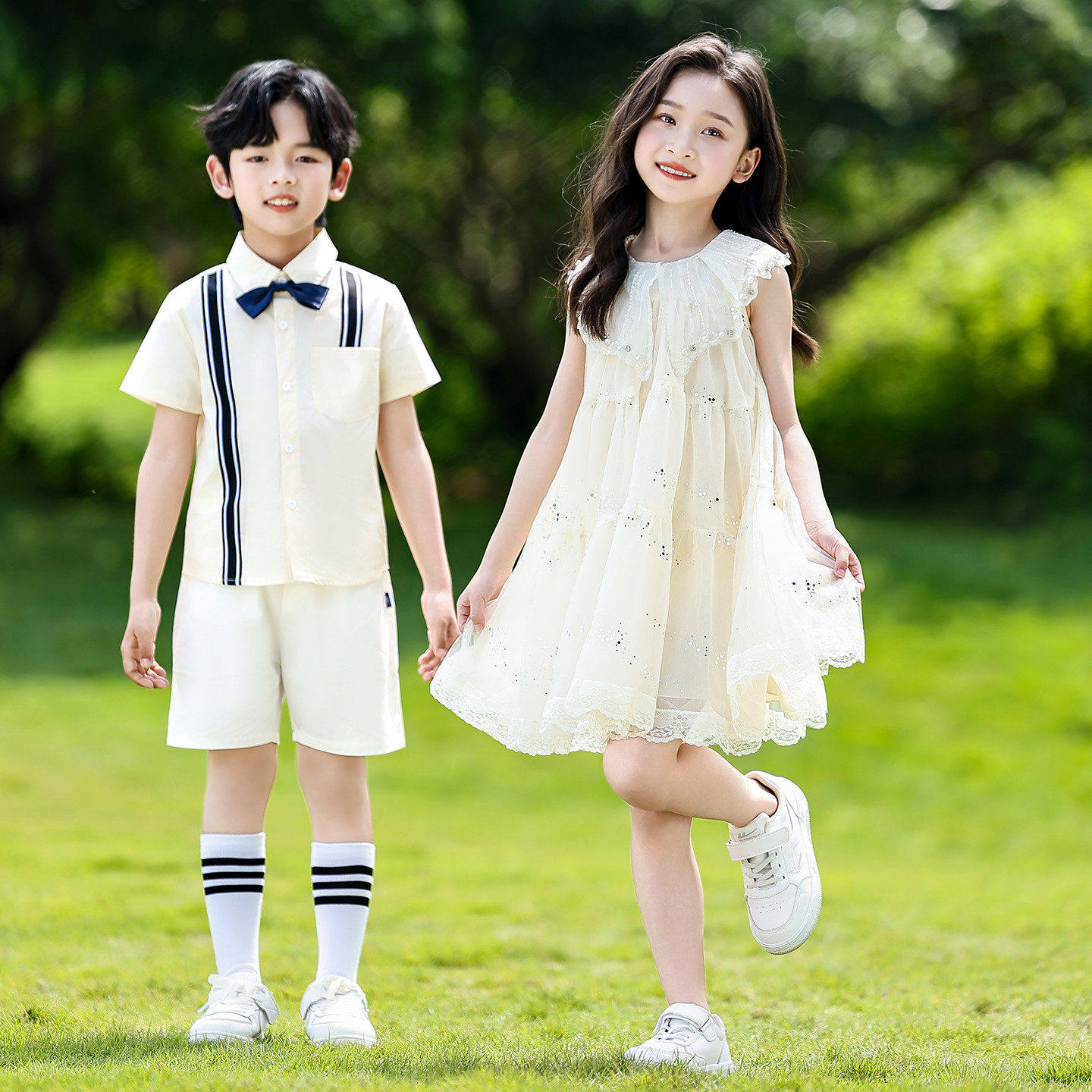 六一儿童节大合唱演出服女童蓬蓬纱裙男童毕业礼服表演服装幼儿园