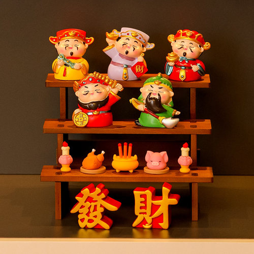 五路财神爷供奉摆件大全套摆设