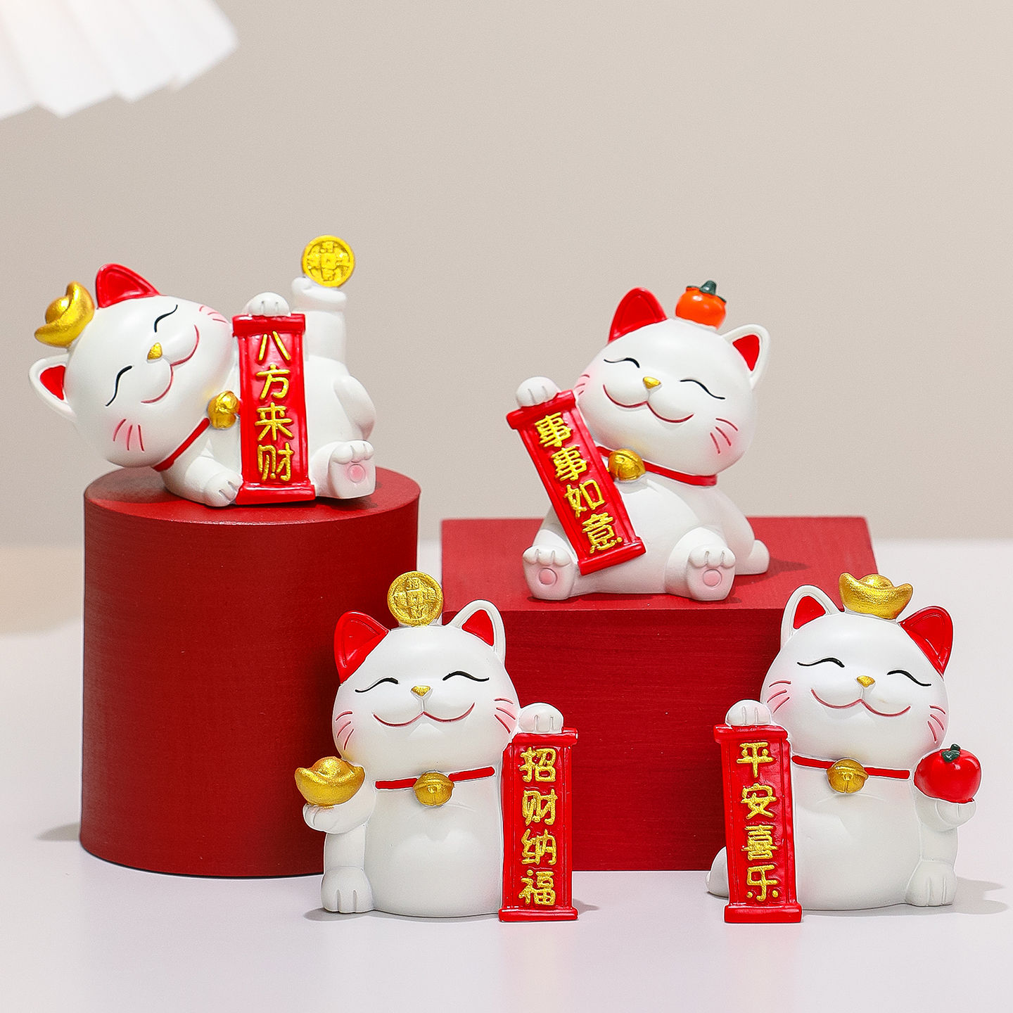 国潮招财猫办公室桌面治愈系摆件