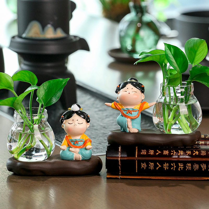 唐仕女水培花瓶办公桌面装饰摆件