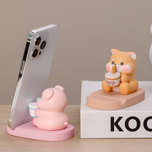 卡通可爱懒人手机支架创意办公室工位桌面装饰摆件闺蜜礼物支撑架