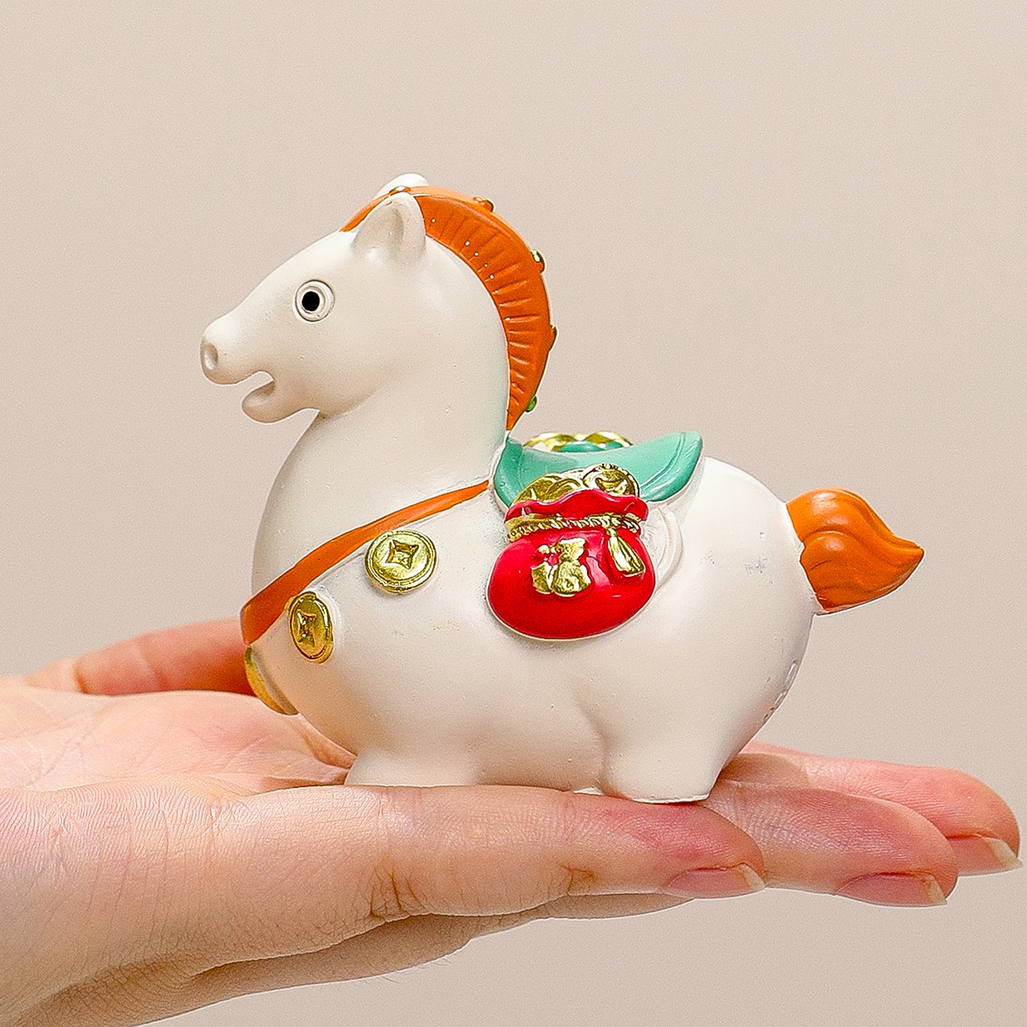 唐三彩文创小胖马摆件桌面小礼物