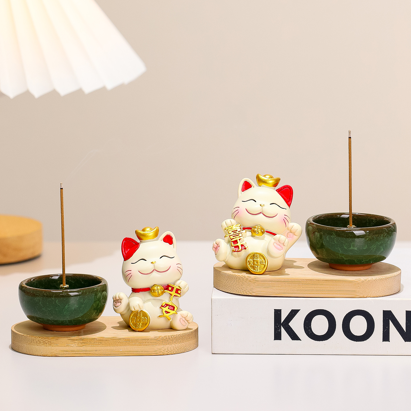 卡通招财猫香炉家用客厅熏香摆件