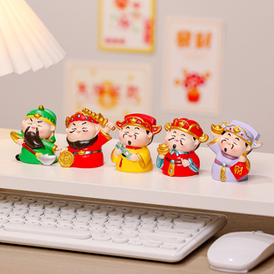创意可爱五路财神爷桌面摆件关公关二爷手办办公室家居好物送朋友
