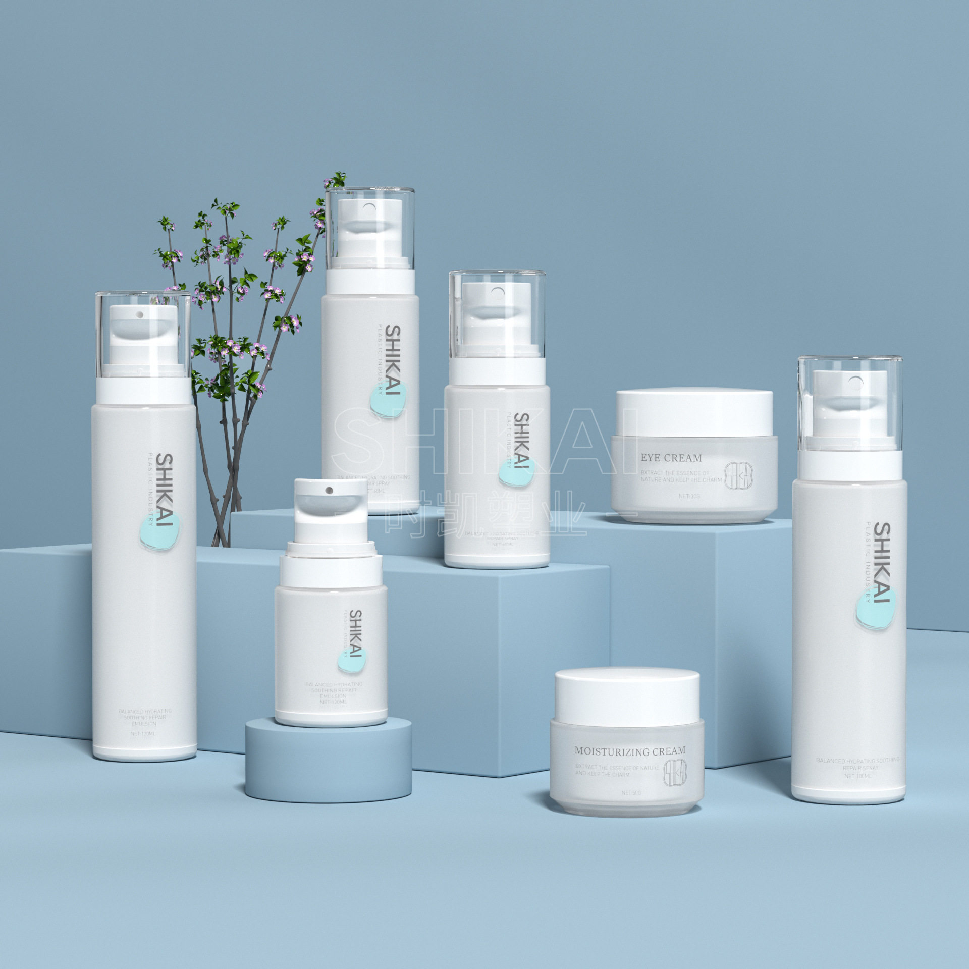 现货30ml60ml100ml120ml双层防晒喷雾瓶塑料磨砂补水护肤品套装