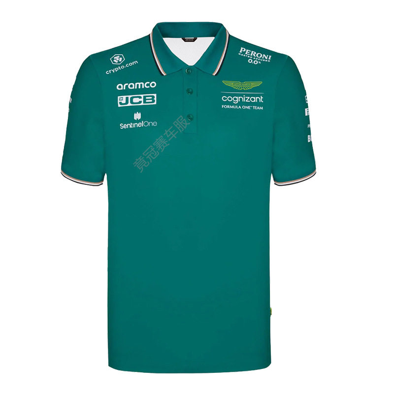2023新款F1赛车服T恤阿斯顿马丁阿隆索车队同款短袖翻领POLO衫男